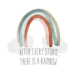 54" baby blanket: after every storm there is a rainbow + neutral rainbow no. 2