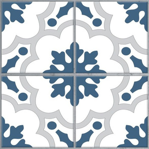 Blue and White Star Tile