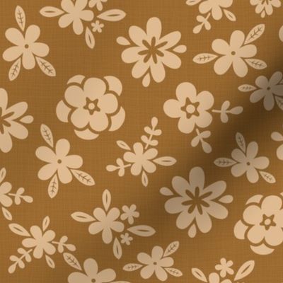 Tan Floral On Brown