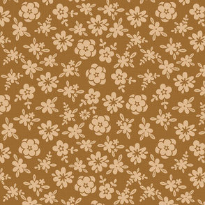 Tan Floral On Brown