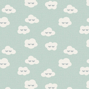 medium // sleepy clouds linen minty green