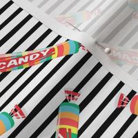 candy rolls -  tablet candy - rainbow toss on black stripes- LAD19