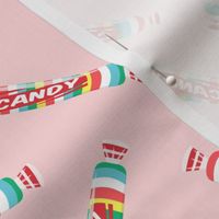 candy rolls -  tablet candy - rainbow toss on pink - LAD19