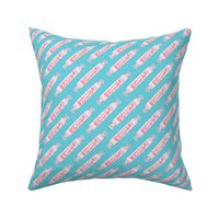 candy rolls -  tablet candy - pastel pink on blue - LAD19