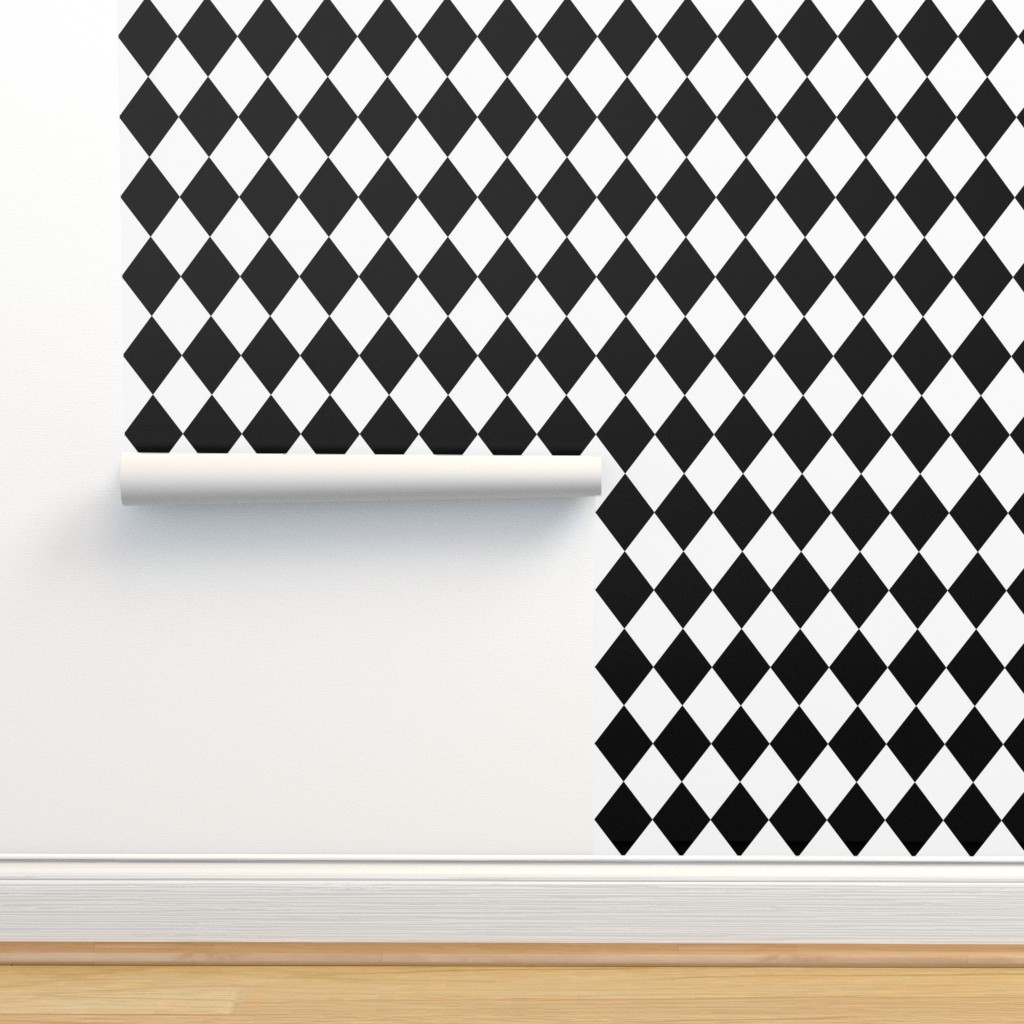 Black and White Small Modern Diamond Wallpaper | Spoonflower