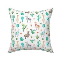 Llama Cactus Party // White