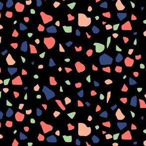 Terrazzo in Navy Coral Mint and Pink on Black