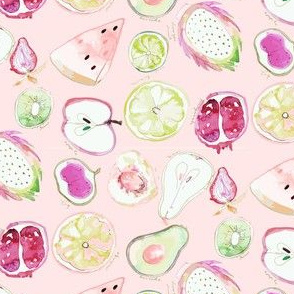 Watercolor Cut Fruits Pink Green Palette-01