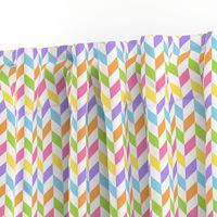 Off Set Herringbone Rainbow White