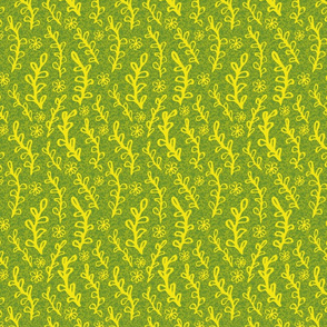 yellow plants on green texture by rysunki_malunki