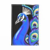 peacock portrait tea towel panel