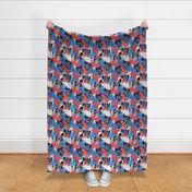 Floral natural pattern with red and blue flowers