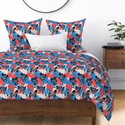 Floral natural pattern with red and blue flowers