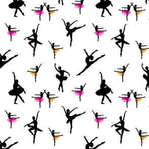 Dancing Ballerinas #2 black on white 