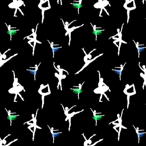 Dancing Ballerinas #1 white on black