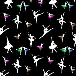 Dancing Ballerinas #7 white on black