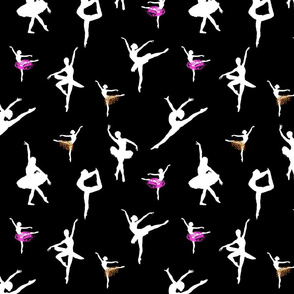 Dancing Ballerinas #4 white on black