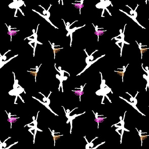 Dancing Ballerinas #6 white on black