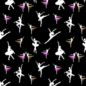 Dancing Ballerinas #5 white on black