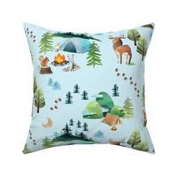 My Camping Trip (pale blue) – Kids Room Bedding, LARGER scale
