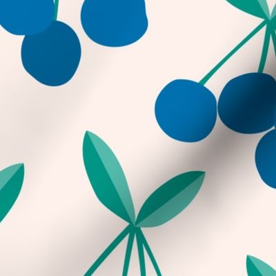 Paper cut summer cherry fruit garden cherries in blue and green mint JUMBO