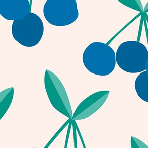 Paper cut summer cherry fruit garden cherries in blue and green mint JUMBO