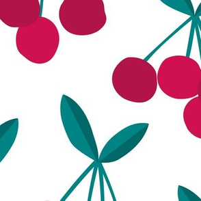 Paper cut summer cherry fruit garden cherries in maroon red green JUMBO