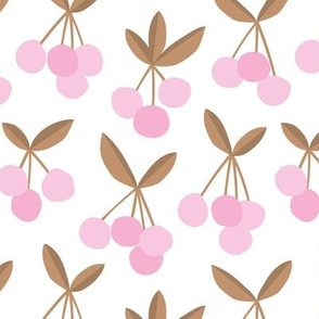 Paper cut summer cherry fruit garden cherries in brown copper pink