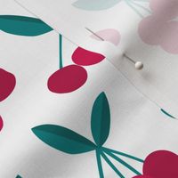 Paper cut summer cherry fruit garden cherries in maroon red green