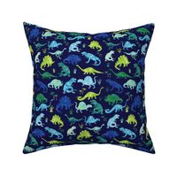 Watercolor Dinosaur Silhouette Blue - Large