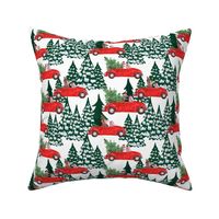 7"  Holiday Christmas Tree Car and Dachshund in Woodland,christmas fabric,dachshund fabric 