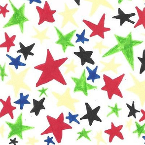 MINIMALIST STARS MULTI ON WHITE.