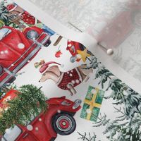 7"  Holiday Christmas Tree Car and Dachshund in Woodland,christmas fabric,dachshund fabric 1