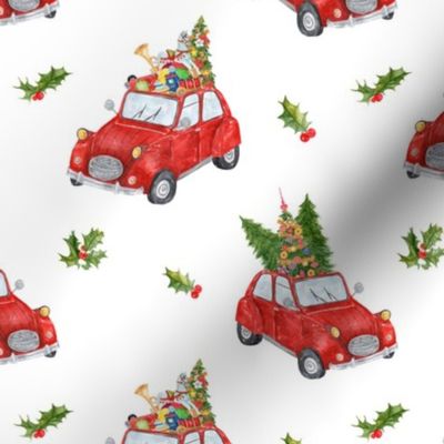 6"  Holiday Christmas Tree on Car,christmas fabric,holiday fabric