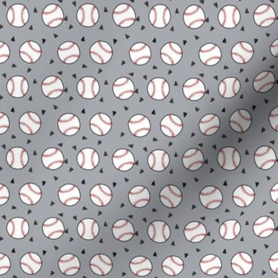 SMALL - baseball fabric // sports baseball american themed fabric - grey