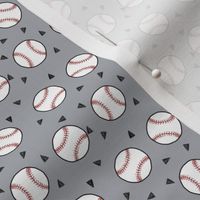 SMALL - baseball fabric // sports baseball american themed fabric - grey