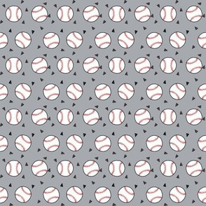 SMALL - baseball fabric // sports baseball american themed fabric - grey
