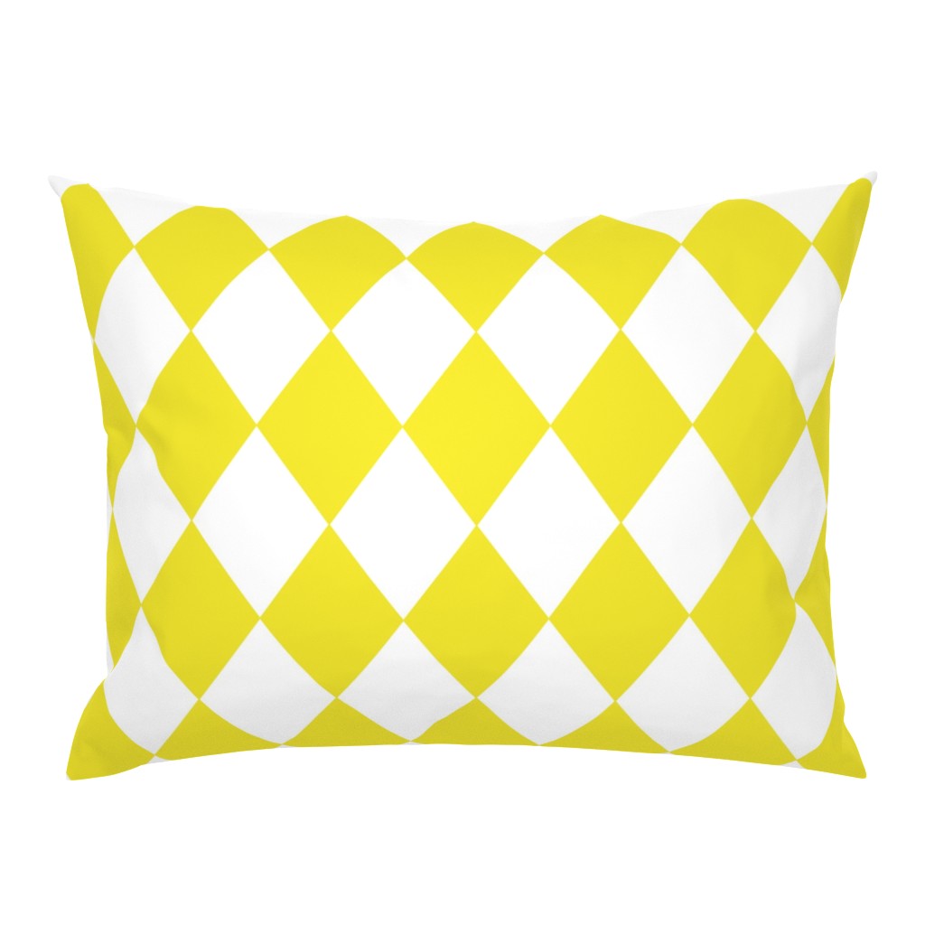 Highlighter Yellow Modern Diamond Pattern on White