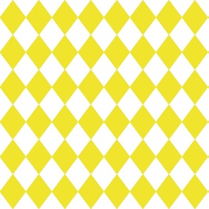 Highlighter Yellow Small Modern Diamond Pattern on White