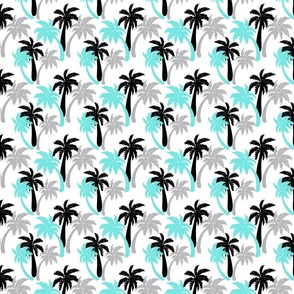 aqua palms on white 4x4