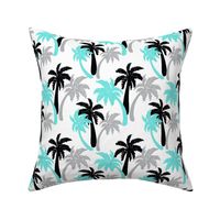 aqua palms on white 6x6