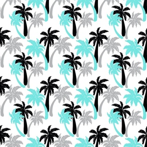 aqua palms on white 6x6
