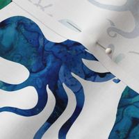 Watercolor Nautical Whale Octopus Ocean - Small