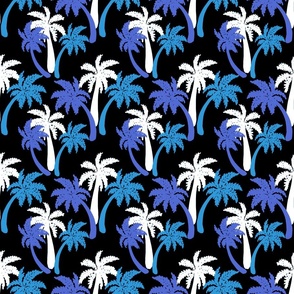 blue palms on black 6x6