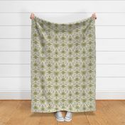 Pale Green, Cream, Tan & Brown Floral Pattern