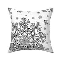 Mid century starburst mandala - black and white