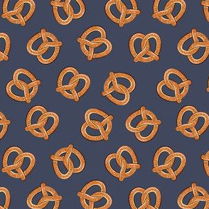 (small scale) soft pretzels (adventure blue) - food fabric C19BS