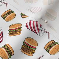 (small scale) Hamburgers and Milkshakes - foodie - fast food - white -  LAD19BS