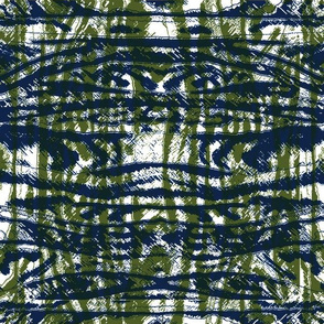Flowing Totem #3 Navy & Olive on White