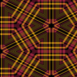 The Cardinal the Yellow and the Black: Hexagon Starburst Plaid